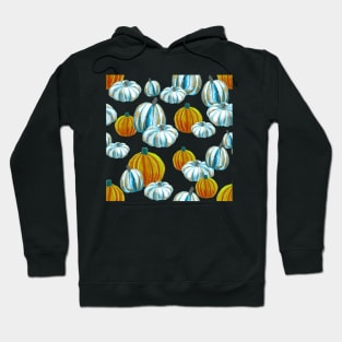 Watercolor Halloween Pumpkins - Blue & Orange Hoodie